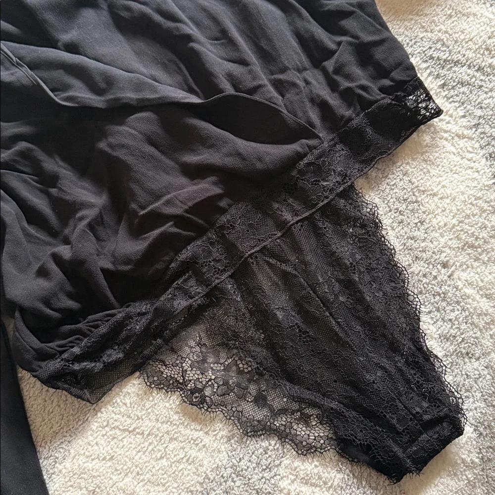 Free People Intimately Elsa Bodysuit Black Lace Surplice Bodysuit M Black NWT